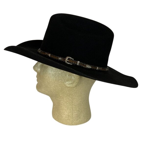 Justin Weston Black Fur Felt 6x Cowboy Hat By Milano Hat Co Size 7-1/8 Western - Picture 3 of 12